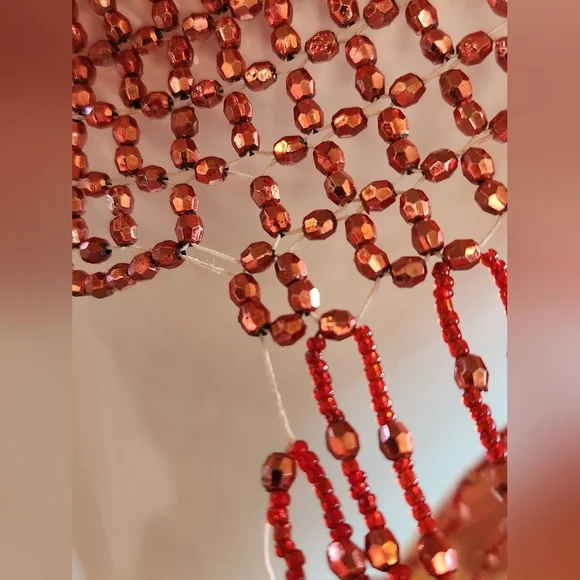 VTG Beaded Rust Sparkle Beaded Sparkly Elegant Shawl Shoulder Fringe Neck Collar - Picture 10 of 11